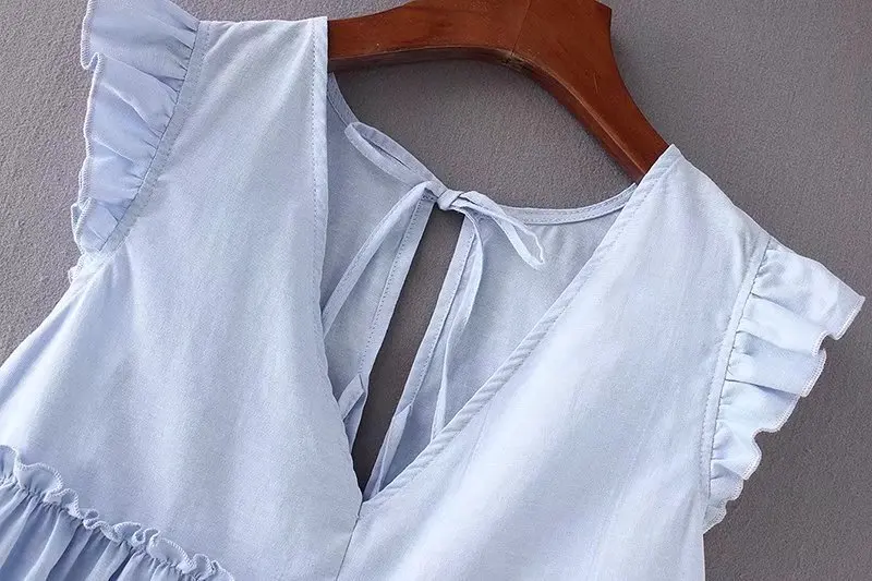 Женские Элегантные трепал блузка с v-образным вырезом сзади галстук-бабочка без