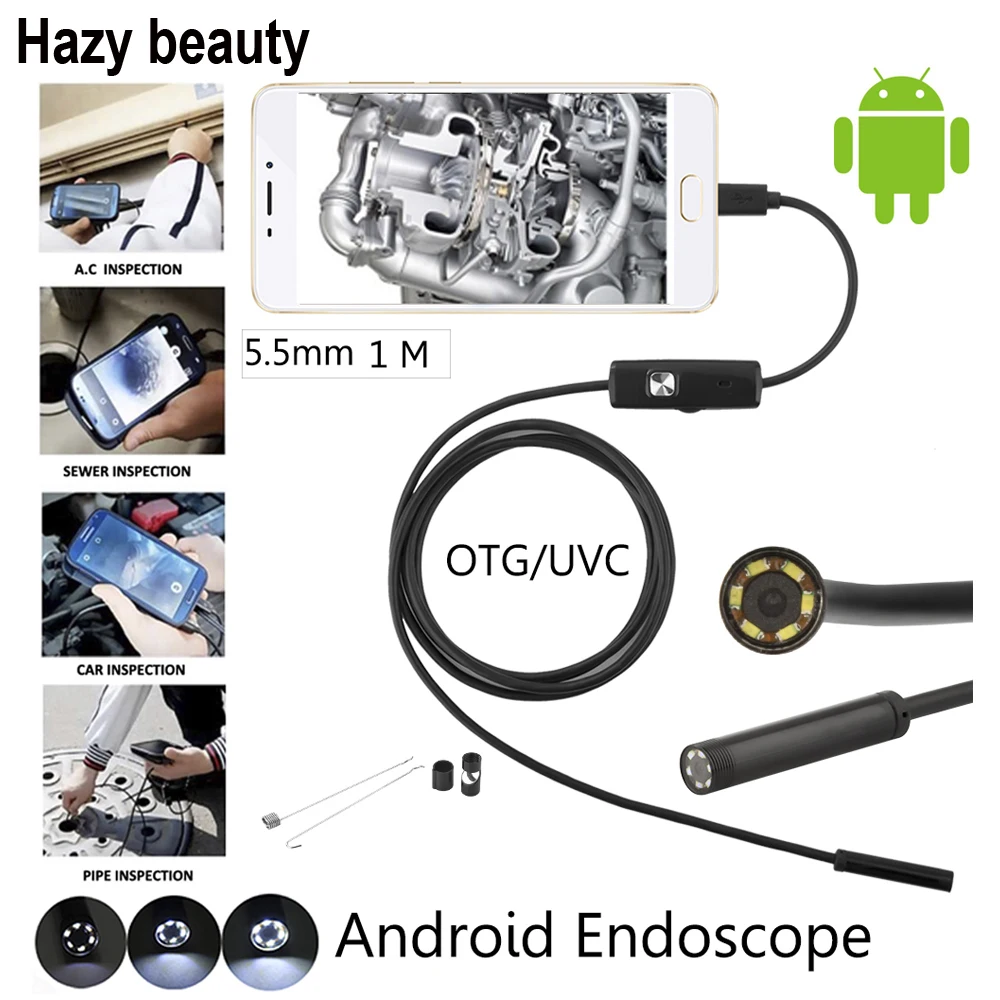 

JCWHCAM 10 шт./лот 5,5 мм объектив камеры 1 м водонепроницаемый 6 светодиодов Android эндоскоп мини USB кабель эндоскоп Инспекционная камера 480P