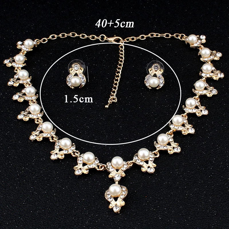 Женский комплект из колье и серёг с искусственным жемчугом|designer jewelry set|jewelry
