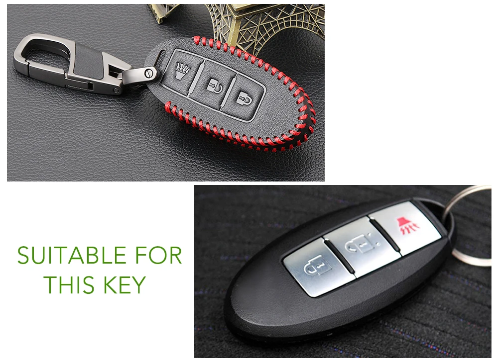 Кожаный чехол для ключей AndyGo Nissan Infiniti EX FX G25 G37 FX35 EX25 EX35 FX37 EX37 Q60 QX50 3 кнопки smart Key |