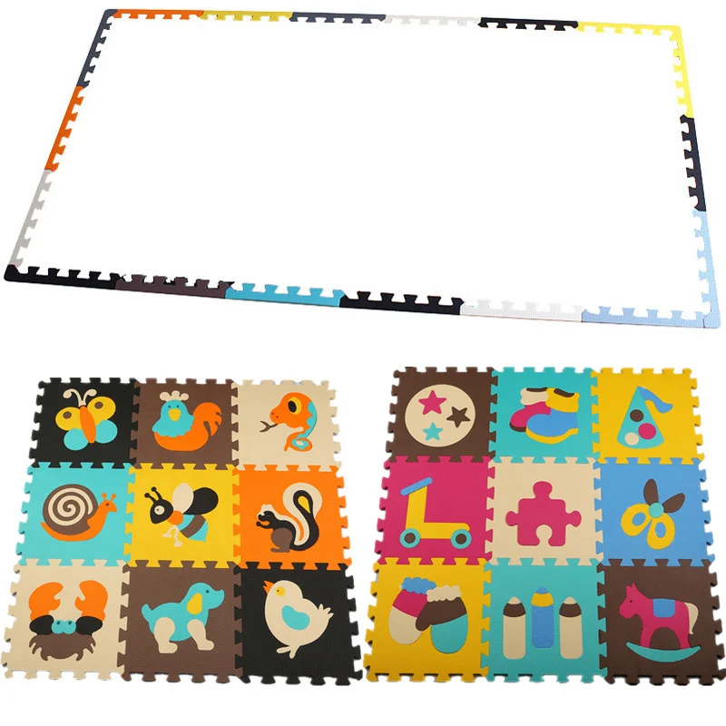18pcs P010022 MeiQicool, 18 шт., с длинными краями, детский, EVA, пена, игровой коврик-пазл, блокировка, упражнения, плитка, напольный коврик для детей, каждый 30 см X 30 см - Цвет: 18pcs P010022