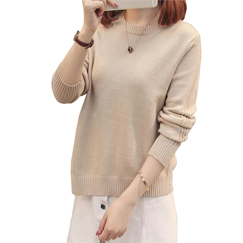 

Solid O-Neck irregular Sweater Women 2018 Autumn Winter Tricot Jumper Women Short Sweaters And Pullovers Female Knitted Tops