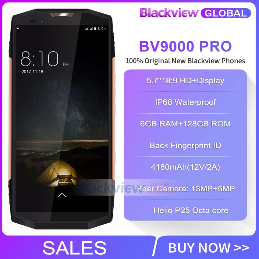 Быстрая доставка BLACKVIEW BV9000 PRO 5 7 "смартфон IP68 Водонепроницаемый 6G + 128G P25 2 6 GHz 4180 mAh