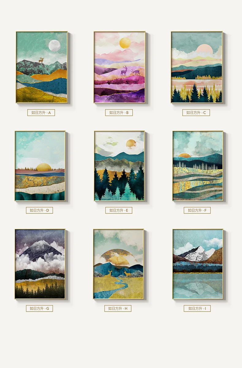 

Nordic Sunrise Sunset canvas painting landscape posters and print unique decor wall art pictures for living room bedroom aisle