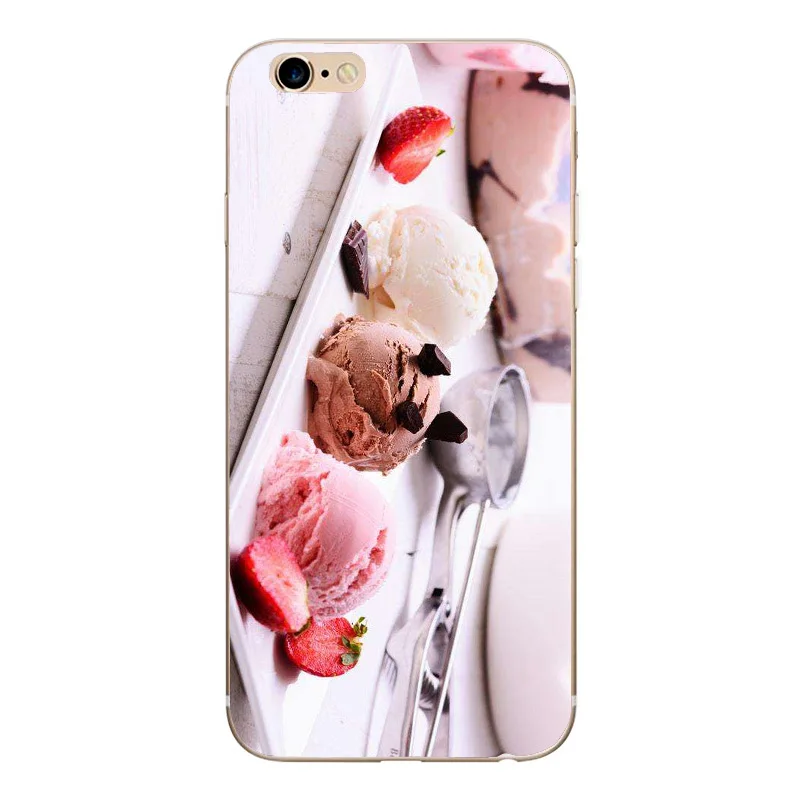 Крышка шоколадное мороженое мультфильм Забавный чехол для iPhone 5S SE X Мягкий