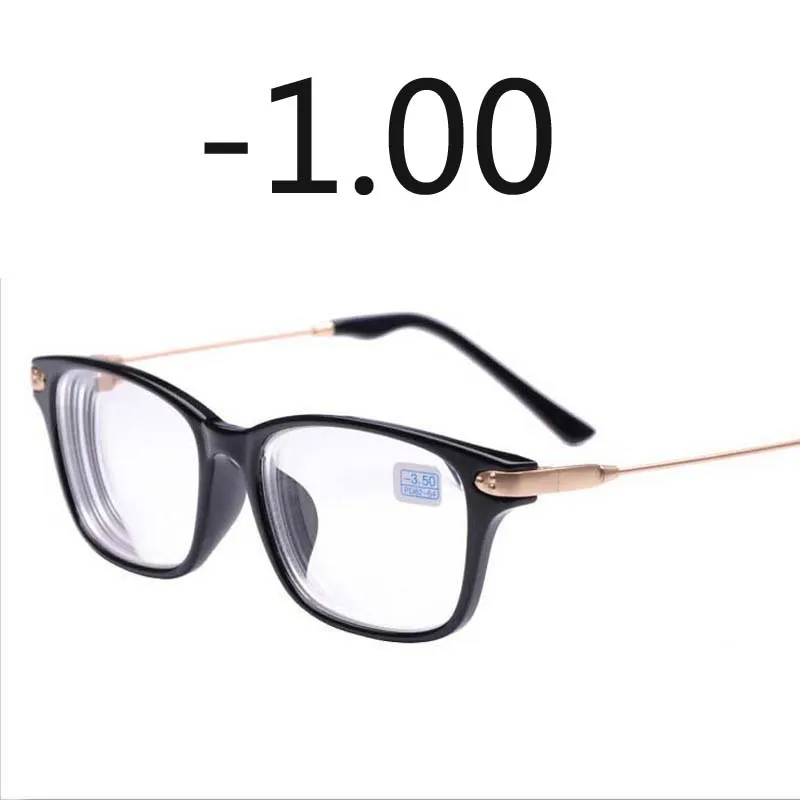 myopia 100 Готовые Очки для близорукости черная оправа металлические золотые ножки прозрачные линзы прицельные очки по рецепту-1-1,5-2-2,5-3-3,5-4 - Цвет оправы: myopia 100