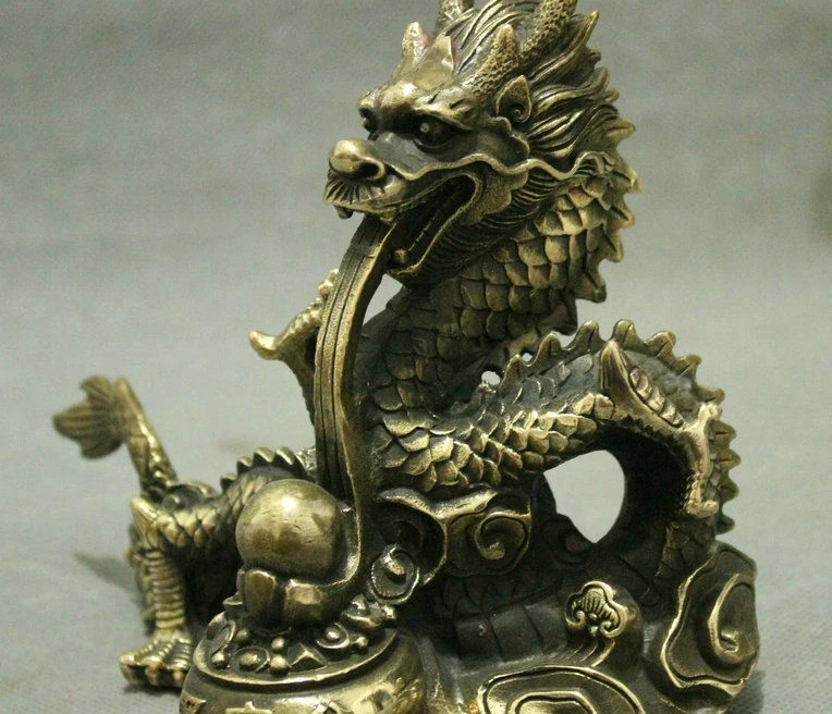 6 &quotКитайский Бронзовый Медный Фэншуй сокровище чаша Год Зодиака Dragon Ball Статуя |