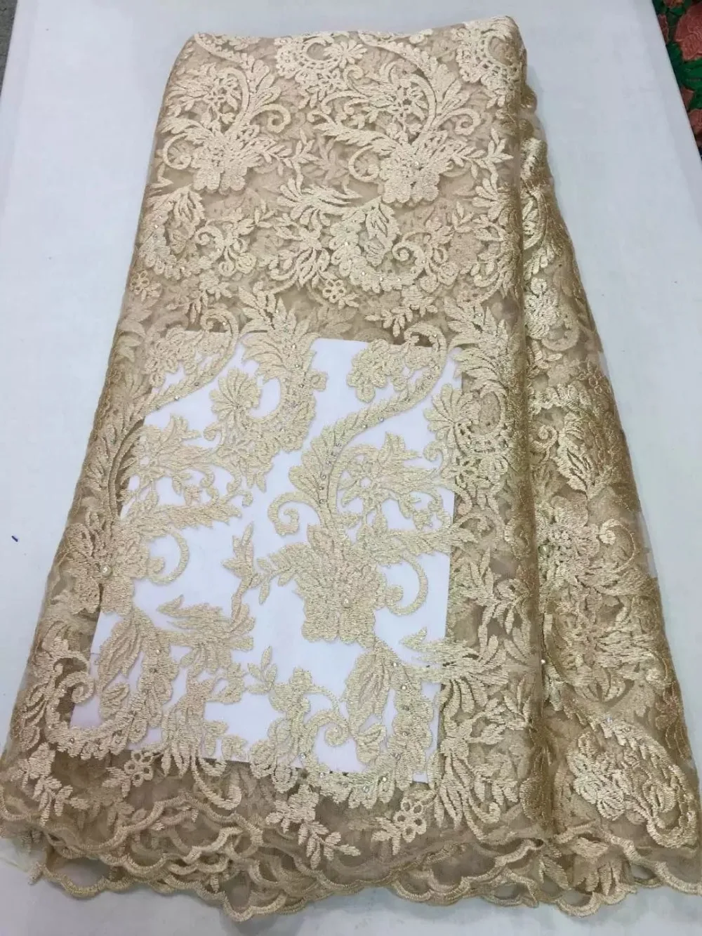 Высокое качество африканская тюль кружевной ткани с камнями красивый