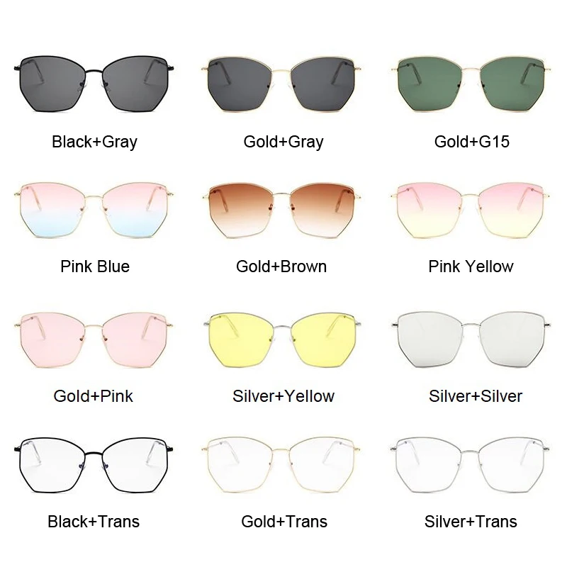 Women Cat Eye Sunglasses Cute Sexy Brand Designer Summer Retro Oversized Frame Black Yellow Cateye Sun Glasses Female