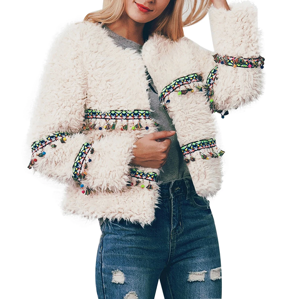 Модная женская пушистая куртка пальто из искусственного меха осенне зимнее