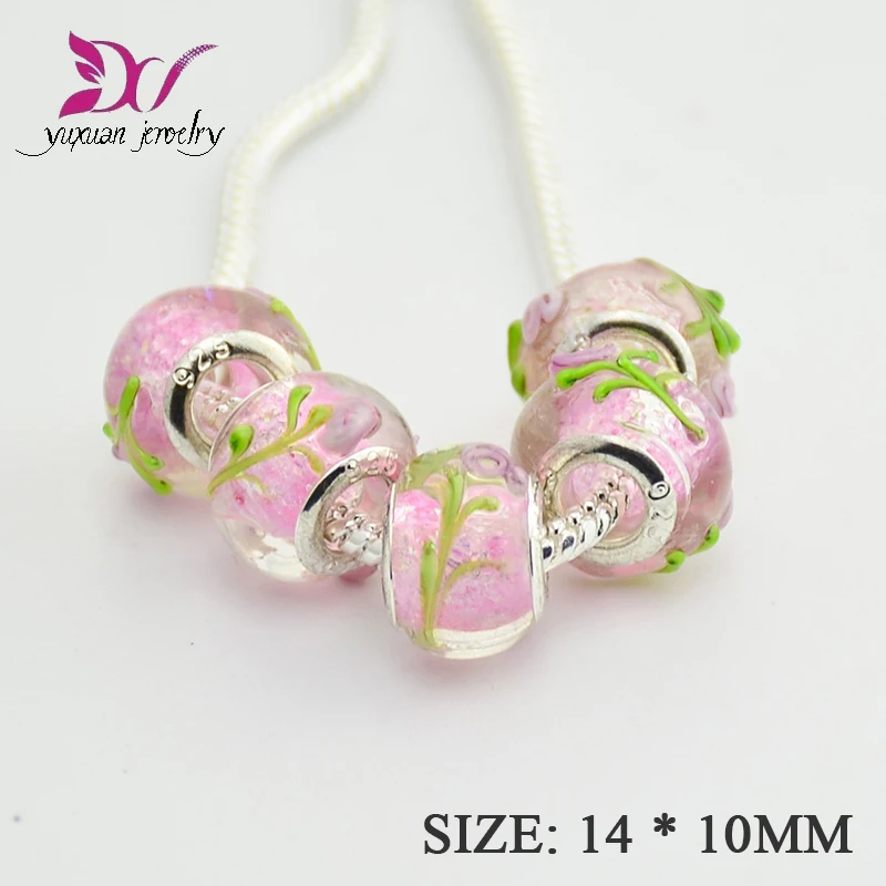 10Pc Fashion Light Pink Color Classic Glass Bead European Beads Fit Charm Bracelet Bangles Necklace cabochon stone TK040