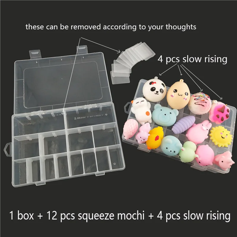 set-12pcs and 4pcs Мини мягкие игрушки для снятия стресса, милые животные, антистрессовый шар, сжимающий мочи, поднимающиеся игрушки, мягкие игрушки для снятия стресса, забавная игрушка в подарок - Цвет: set-12pcs and 4pcs