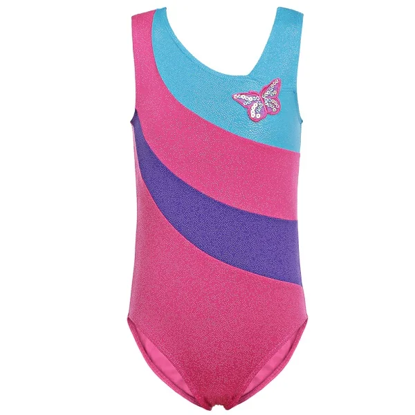 B139 HotPink BAOHULU подростковое художественное балетное трико с длинными рукавами для гимнастики, блестящие стразы, танцевальные костюмы, детское балетное платье-трико - Цвет: B139 HotPink