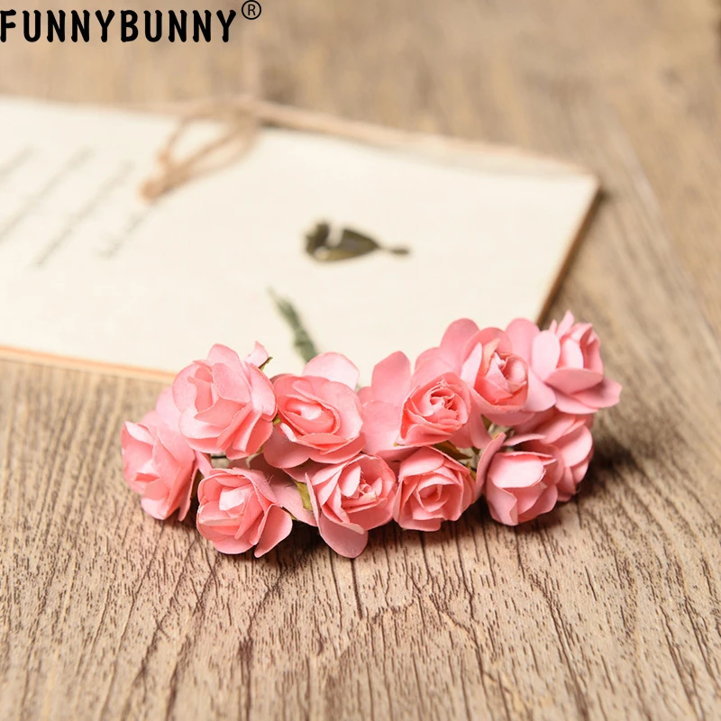 FUNNYBUNNY 1 пачка 12 шт миниатюрные Искусственные цветы бумажный цветок Роза