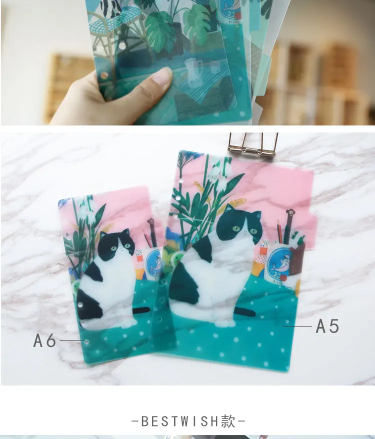 Kawaii спиральный планировщик PP разделители для Filofax notebook A5A6 планировщик милый указатель страниц полипропиленовая Закладка Личный Дневник Книга аксессуары
