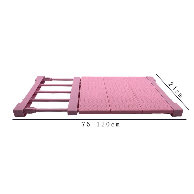 Pink 24x(75-120)cm Sqinans, регулируемый органайзер для шкафа, держатели для шкафа для ванной, кухонная полка для хранения, полка гардероба, настенная кухонная полка - Цвет: Pink 24x(75-120)cm