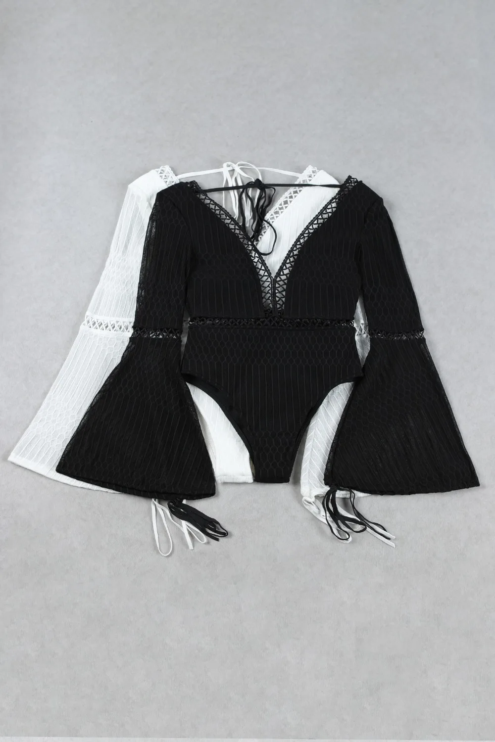 Новое поступление Для женщин пикантные с длинным рукавом черный белый цвет