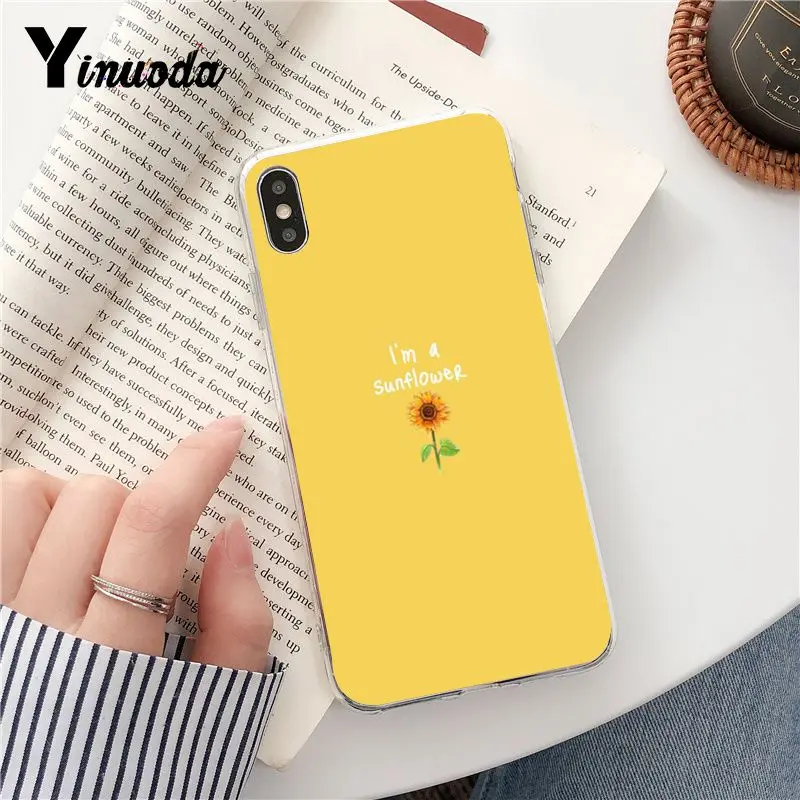 Yinuoda желтый стиль Подсолнух TPU прозрачный чехол для телефона iPhone X XS MAX 6 6s 7 7plus 8 8Plus 5