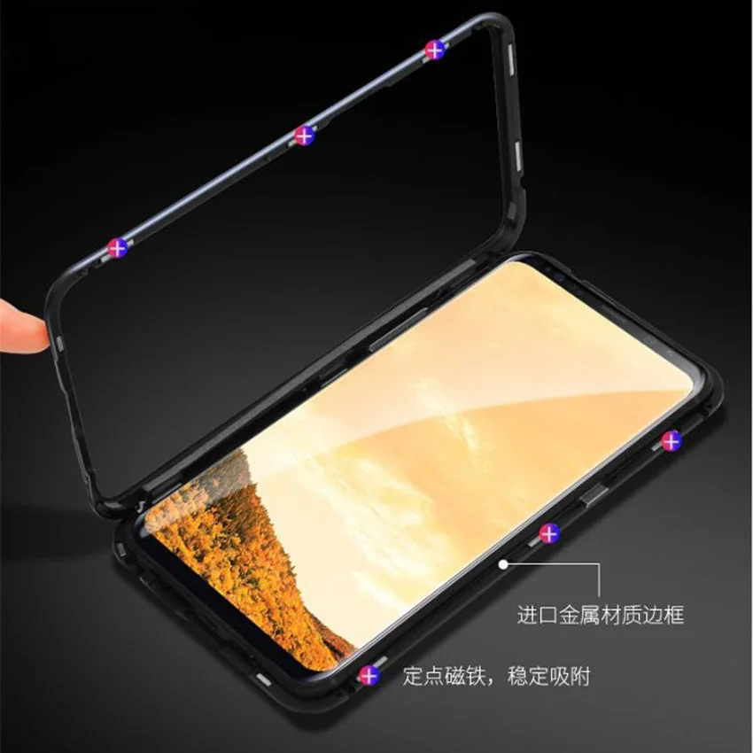 Магнитный чехол-бампер для Samsung Galaxy S8 S9 Plus Note 8 S7 Edge задняя крышка из закаленного