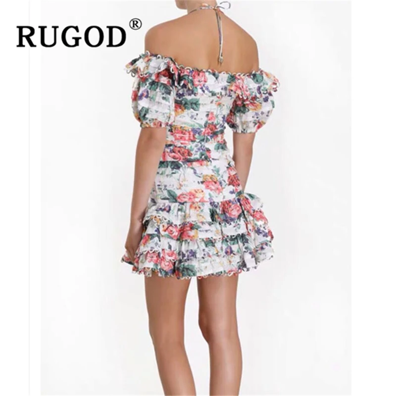 Женское вечернее платье RUGOD белое элегантное мини с пышными рукавами летнее