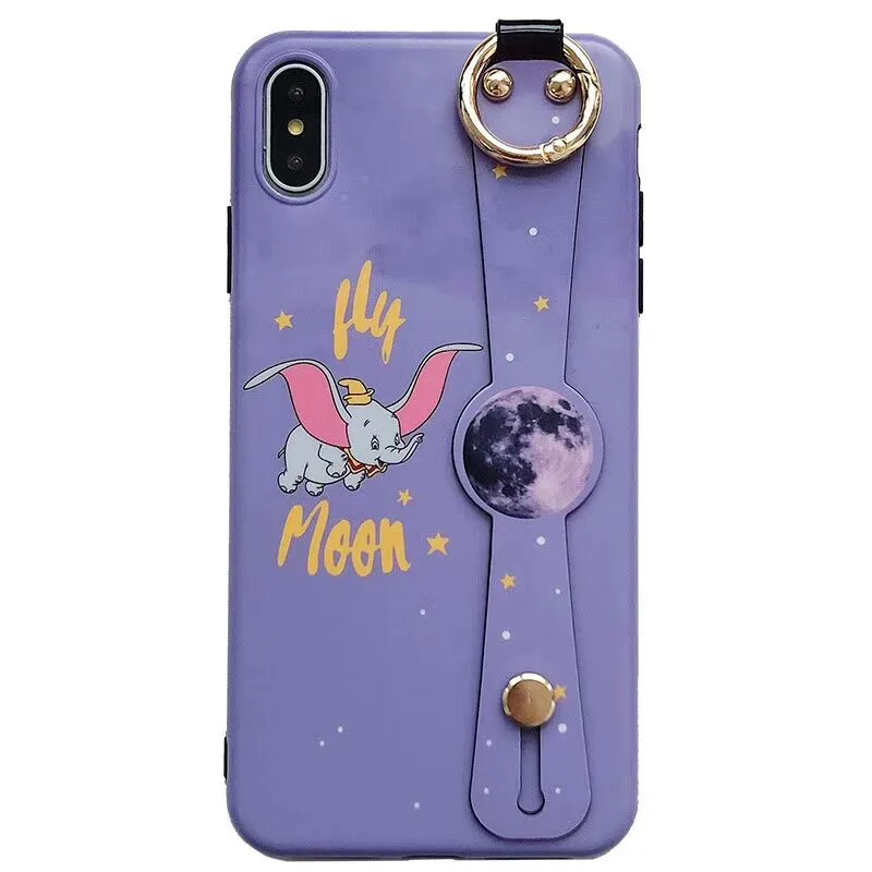 purple Чехол DIS с милым мультипликационным принтом фиолетовый летающий слон чехол для телефона для iphone XS MAX XR X 6 6s 8 7plus IMD матовый мягкий кронштейн ремешок на запястье - Цвет: purple