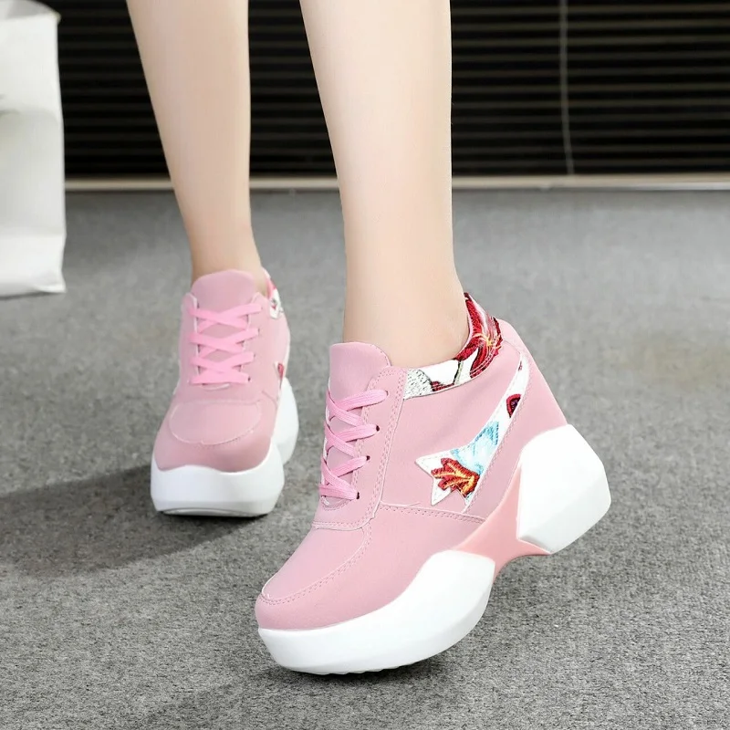 

spring/autumn women shoes 5cm heel heigth platform height increasing 6cm pumps 35-39 size lace-up causal high heel shoes