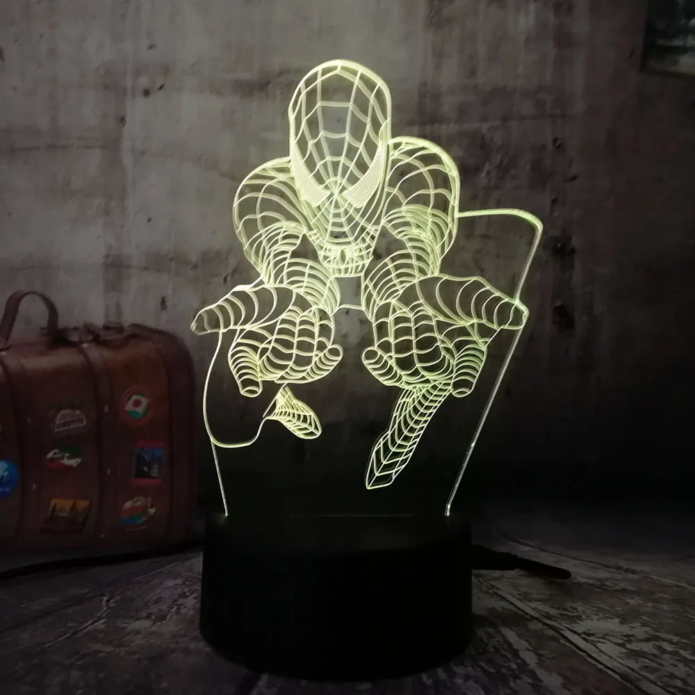 Комиксов Marvel мстители Человек паук и с несколькими Цвет 7 цветов 3D RGB светодиодный