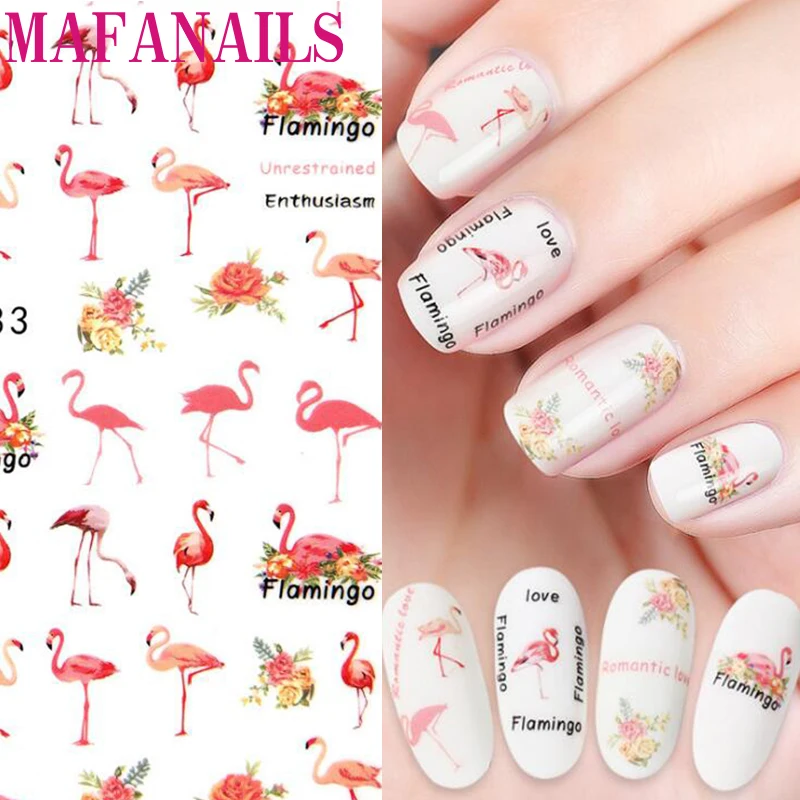 

1 Sheet Nail Art Decoration 3d Nail Decal Flower Flamingo Bird Rose Sticker For Manicure Tips Sliders Adhesive Self Tip JF4745