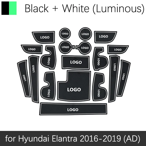 Противоскользящие резиновые ворота слот чашки коврик для hyundai Elantra HD MD AD Sonata YF LF 2007 2008 2010 аксессуары наклейки - Название цвета: White Elantra 16-19