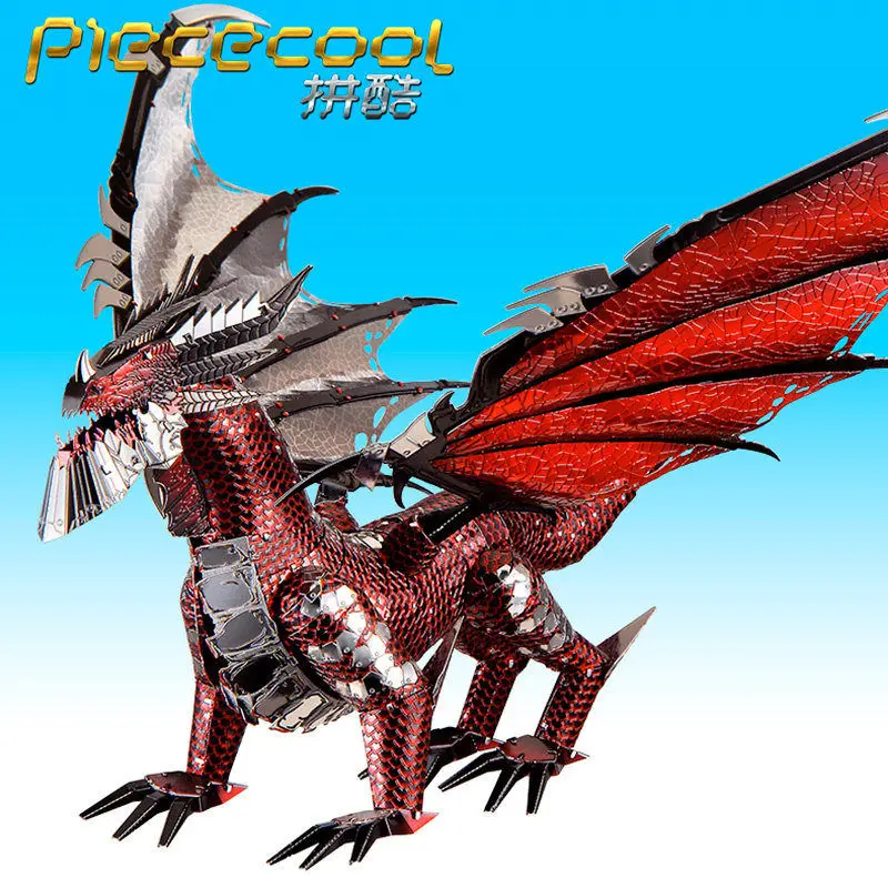 Black Dragon Model Piececool 3D металлическая головоломка, черный дракон, модель, сделай сам, нано лазерная резка, ручная головоломка для взрослых, детей, коллекционные развивающие игрушки - Цвет: Black Dragon Model