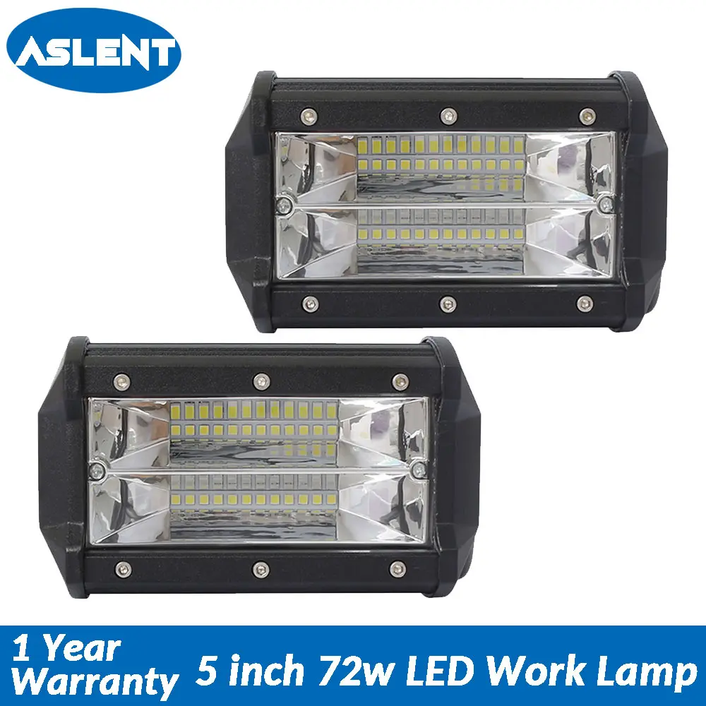 

Aslent 5" 72W 2-Row LED Work Light 12v 24v Spot Beam Led Lamps Bar Driving Lights Offroad 4x4 Truck Boat 4WD ATV SUV Motorcycle