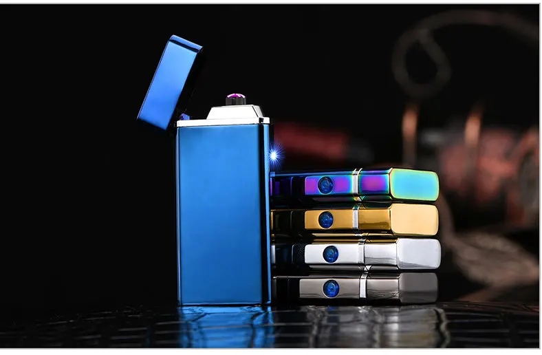 Новинка USB перезаряжаемая дуговая плазменная ветрозащитная Зажигалка для сигарет без газа двойная дуга огня металлические сигареты Сигара курительные зажигалки