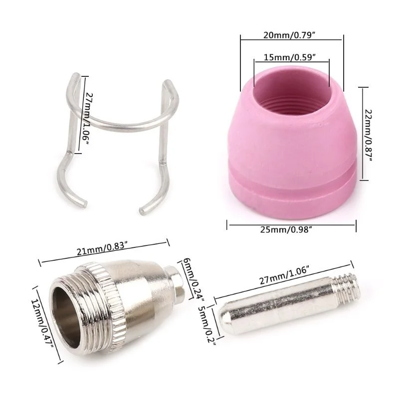 

12PCS Plasma Cutting Consumbles Torch Tips Electrodes Ceramic Shield Cups Guide Ring Cutter Torch Parts for AG60 CUT40/50/60A