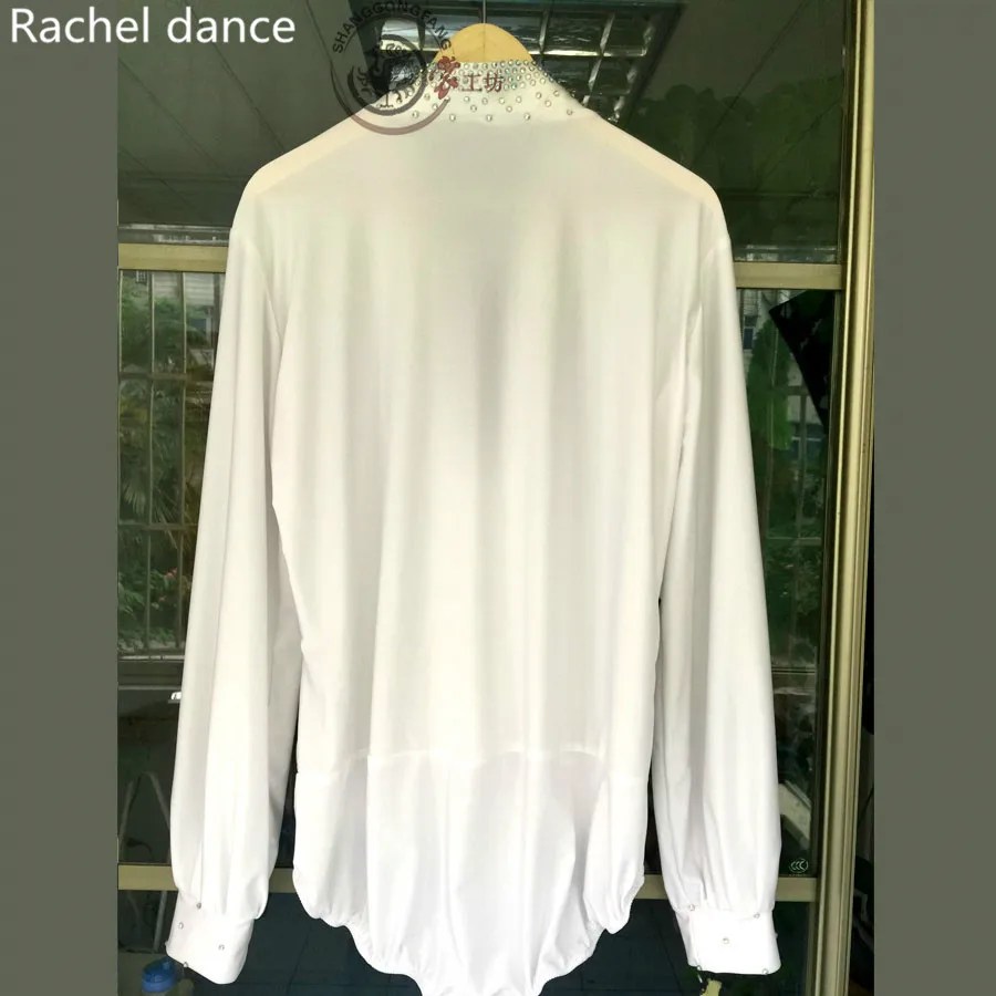 Мужское платье для латиноамериканских танцев белая футболка с длинными рукавами