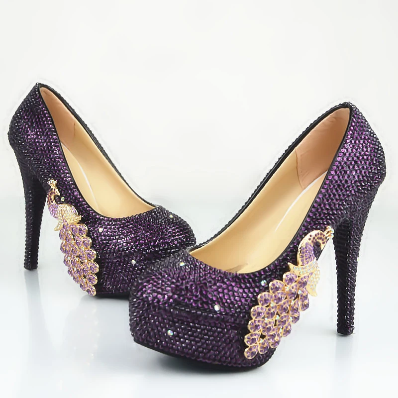 Свадебная обувь с украшением в виде кристаллов Цвет фиолетовый размеры 45 для