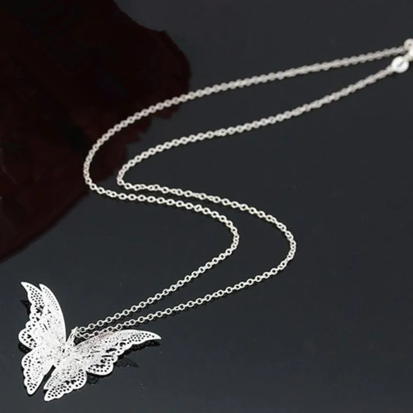 Женское ожерелье с подвеской бабочкой элегантное ажурное в стиле ретро богемном