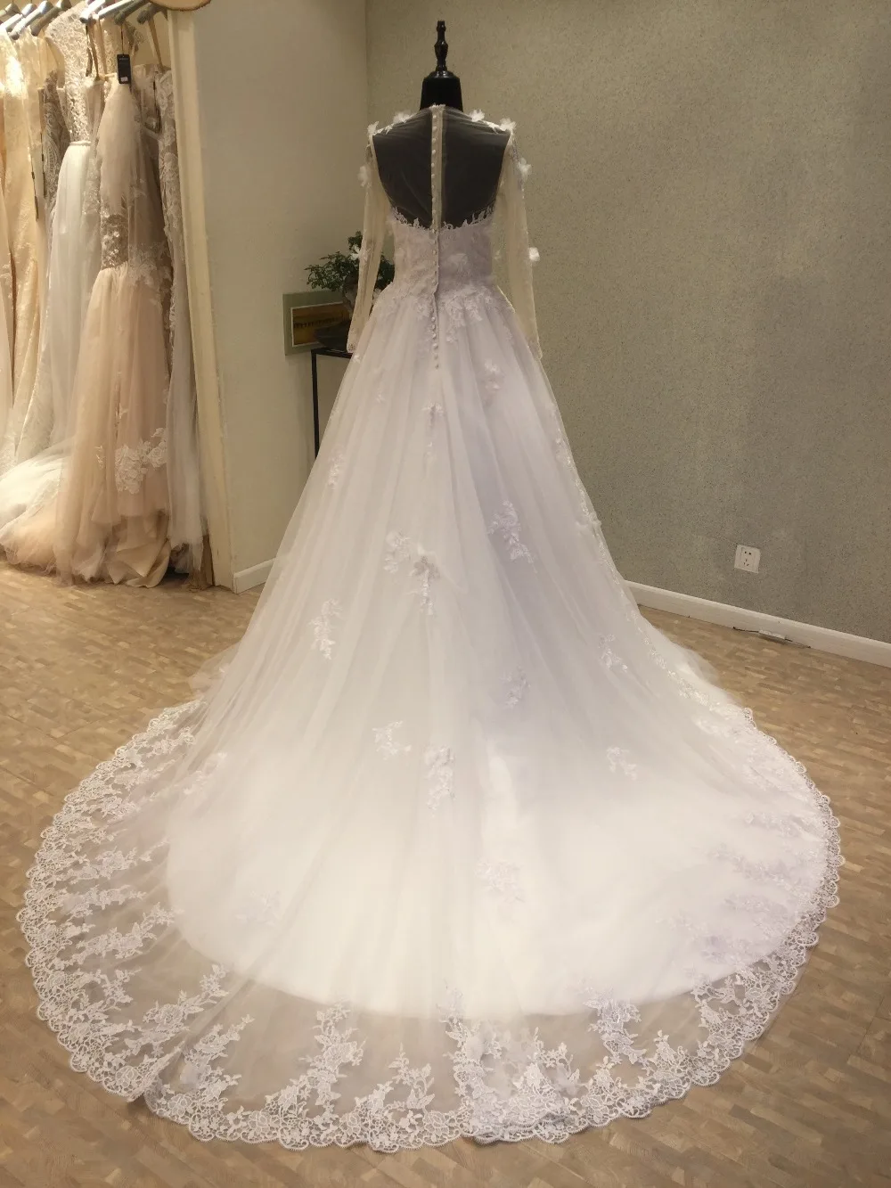 Princess Ball Gown Long Sleeve Wedding Dresses 2017 robe de mariage Lace Applique vestido noiva princesa luxo Bridal Gowns | Свадьбы и