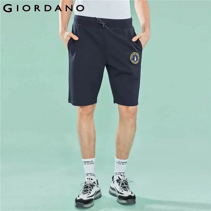 Giordano повседневные шорты с резинкой и шнурком на талии имеется вышивка пингвина