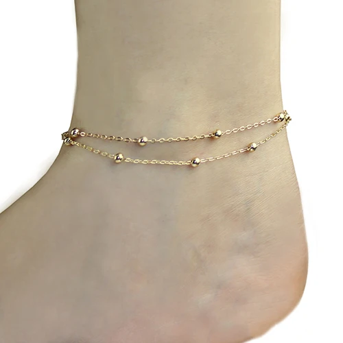 Модный сексуальный двухслойный браслет цепочка на лодыжке щиколотке ручная бусы