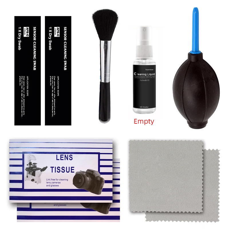 Lens Cleaning Kit Air Blower Brush Cloths Tissue Paper Spray Bottle Sensor SWAB for DSLR Camera And Electronics Accessories | Электроника