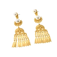 2019 fashion pearl tassel long earrings for women