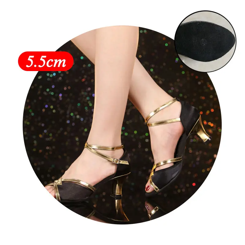 Black 5.5cm Женская обувь для латинских танцев; мягкая подошва; цвет коричневый, Серебристый; Танго, сальса; Танцевальная обувь для женщин; Каблук 5,5 см; Удобная Обувь для бальных танцев - Цвет: Black 5.5cm