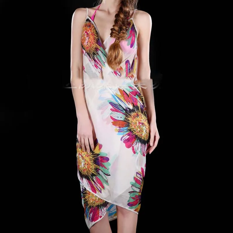 Floral White Пляжное бикини с цветочным рисунком и открытой спиной, тонкий сексуальный купальник для женщин, пляжный купальный костюм - Цвет: Floral White