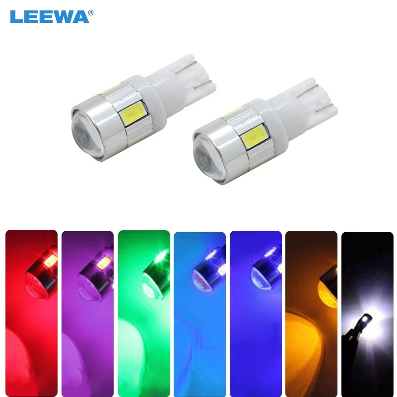 LEEWA 4 шт. автомобильные DC12V T10 W5W 194 168 клиновидные 6 SMD 5630 Светодиодные лампы с