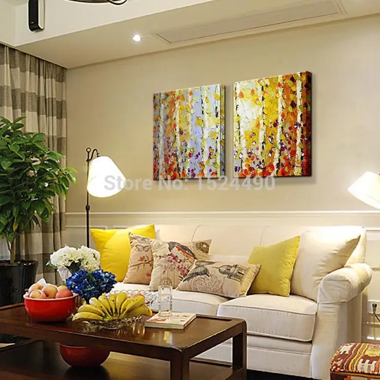 Современная ручная роспись Home Decor Живопись гостиная, холл стены в искусстве толстые Цвета дерево осенний пейзаж живопись маслом на холсте