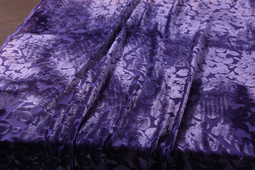 HH Purple Blue Burnt-out Really Soft Velvet Drape Fabric Hollow Out Silk Velve for Dress 114*100 cm | Дом и сад