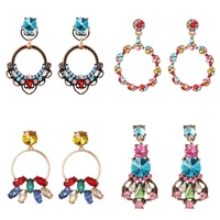 juran bohemia dangle earrings for woman crystal colorful handmade big earring rhinestone pendants hot sale jewelry brincos