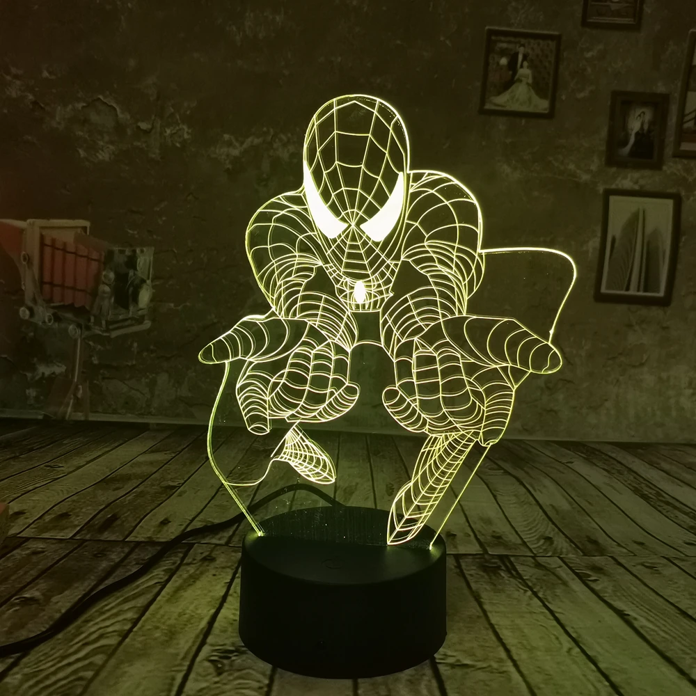 Прямая поставка крутой Marvel Человек паук Свет USB 3D ночник 7 цветов градиентный свет