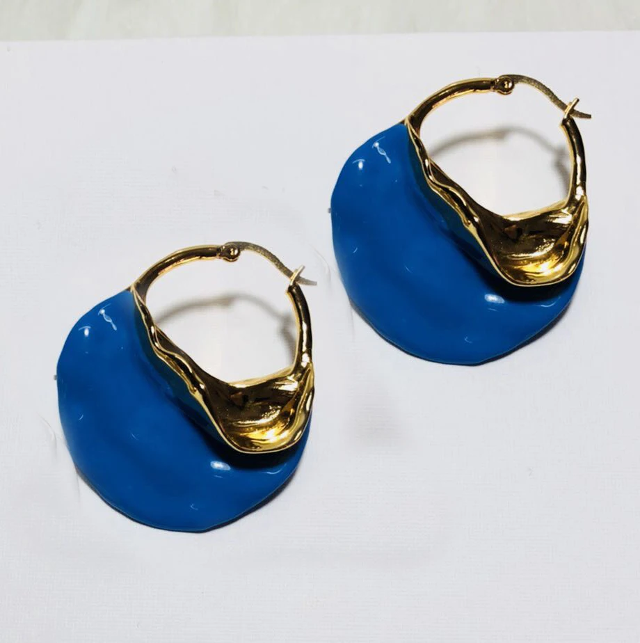 Эмаль CC Exaggrate большая серьга Kolczyki Kupe Joyas золотой белый синий 3 цвета букле Oreille Oorbel ohrrrringe бижутерия для женщин - Окраска металла: Blue Color