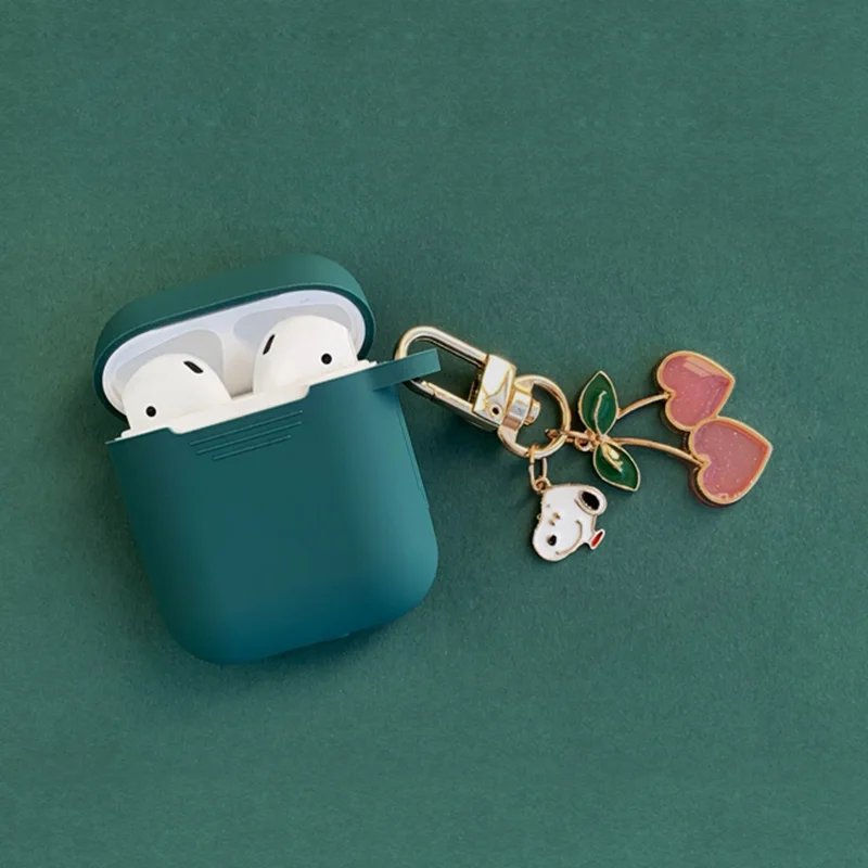 Милый корейский силиконовый чехол для наушников для Apple, аксессуары для airpods, Bluetooth гарнитура, защитный чехол, Вишневое сердце, кольцо для ключей